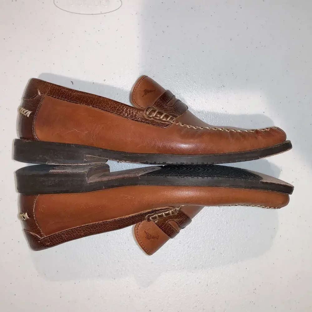 Tommy Bahama Men's Finlay Penny Loafers Size 8.5 M Brown Leather Preppy Casual